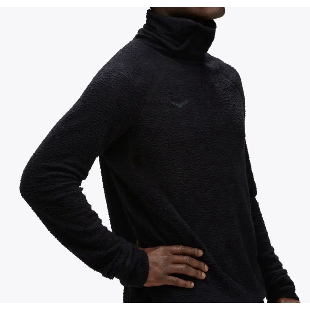 HOKA One One Basecamp Thermal Mid layer Fleece Men's XL Black Long Sleeve Logo